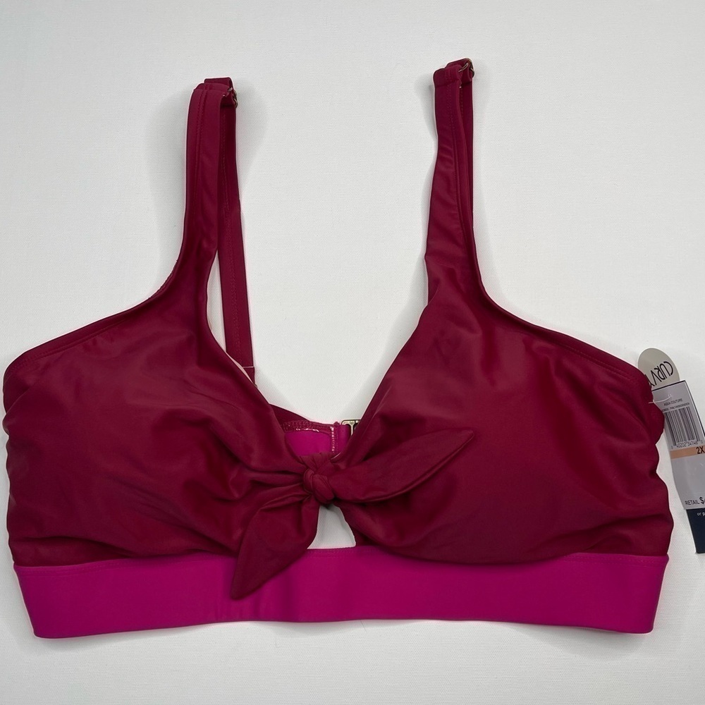 Aqua Couture Bikini Swimsuit Tank Top Summer Vacation Beach Red Pink 2X New